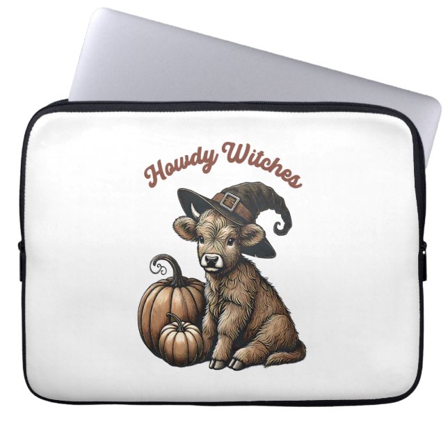 Housse Pour Ordinateur Portable Howdy Witches Halloween Highland Cow (Devant)