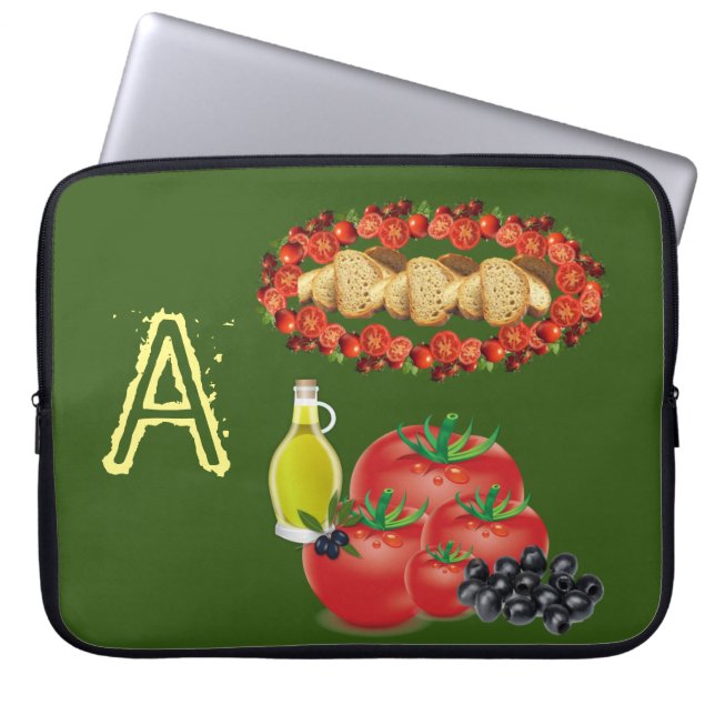 Housse Pour Ordinateur Portable Huile d'olive, Oliviers, Pain, Tomate (Devant)