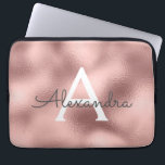 Housse Pour Ordinateur Portable Huile rose rose et Monogramme étincelant<br><div class="desc">Rose Rose Rose Gold Faux Foil et Coque de Monogramme élégant étincelant. Ce coque peut être customisé pour inclure votre nom initial et prénom.</div>