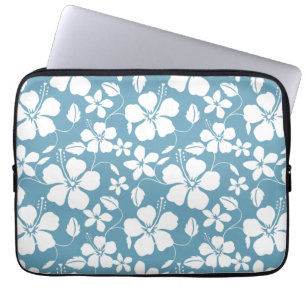 HOUSSE POUR ORDINATEUR PORTABLE HULA HAÏIENNE (HIBISCUS) ESCLAT BLEU