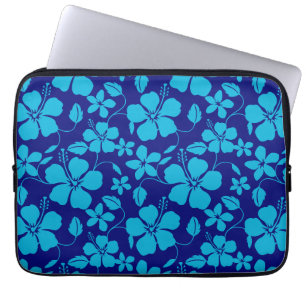 HOUSSE POUR ORDINATEUR PORTABLE HULA HAWAIEN (HIBISCUS) BLEU FONCÉ/CLAIR