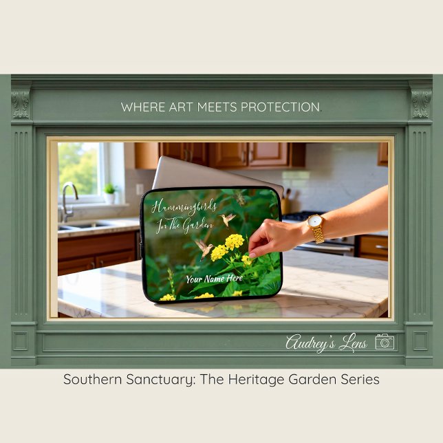 Housse Pour Ordinateur Portable Hummingbird & Lantana Floral  (Créateur téléchargé)