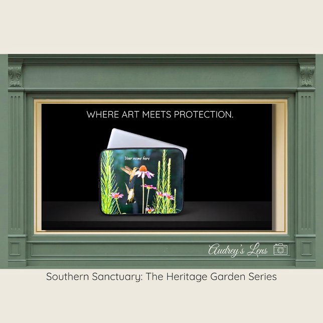 Housse Pour Ordinateur Portable Hummingbird & Pink Coneflower Laptop Sleeve (Créateur téléchargé)