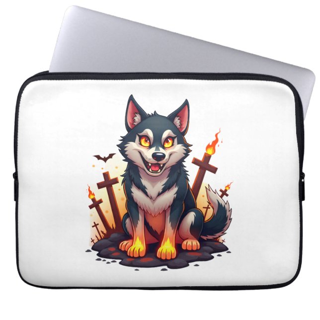 Housse Pour Ordinateur Portable Husky Chien Cerbère (Devant)