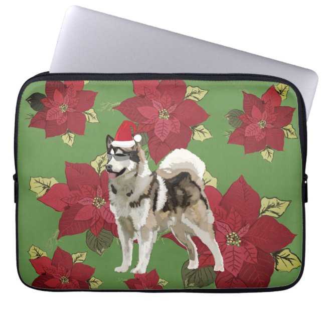 Housse Pour Ordinateur Portable Husky Chig Coque de Noël (Devant)