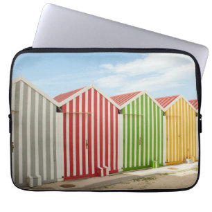 Housse Pour Ordinateur Portable Huttes colorées sur la plage