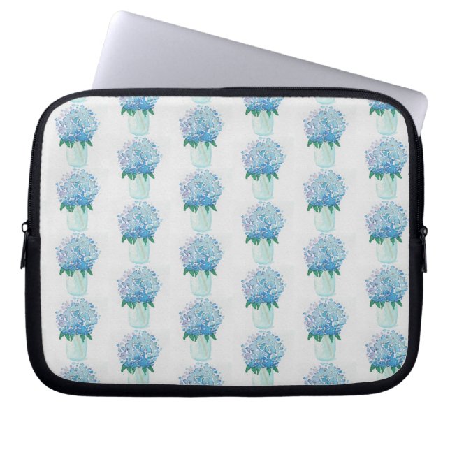 Housse Pour Ordinateur Portable Hydrangée bleue et violette (Devant)