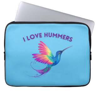 Housse Pour Ordinateur Portable I Love Hummers Exotic Rainbow Hummingbird Flying