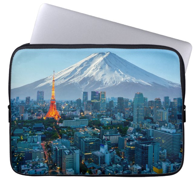 Housse Pour Ordinateur Portable Ice & Snow | Mt. Fuji & Tokyo Skyline (Devant)