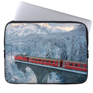 Housse Pour Ordinateur Portable Ice & Snow Red Bernina Express Train Switzerland