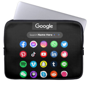 Housse Pour Ordinateur Portable Icônes de médias sociaux tendance Google barre de 