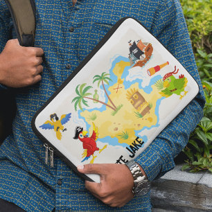 Housse Pour Ordinateur Portable Île au trésor avec nom de pirates et perroquets