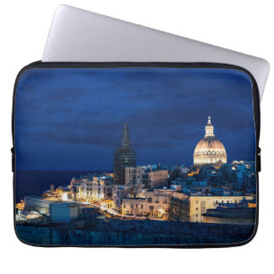 Housse Pour Ordinateur Portable Illuminé la nuit La vieille ville et le port de La