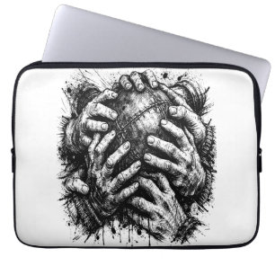 Housse Pour Ordinateur Portable Illustration à l'encre d'art sombre des Orcades –