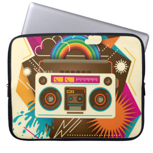 Housse Pour Ordinateur Portable Illustration Abstraite de la radio Vintage colorée