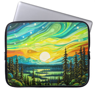 Housse Pour Ordinateur Portable Illustration colorée Abstraite des aurores boréale