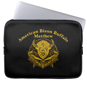 Housse Pour Ordinateur Portable Illustration complexe d'un bison doré dans la natu