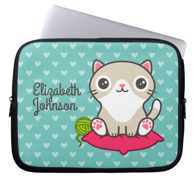 Housse Pour Ordinateur Portable Illustration Cute Kitty (Devant)