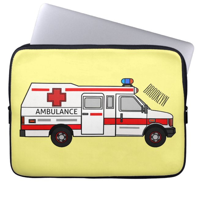 Housse Pour Ordinateur Portable Illustration d'ambulance (Devant)