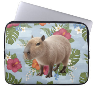 Housse Pour Ordinateur Portable Illustration d'animal de capybara à l'aquarelle mi
