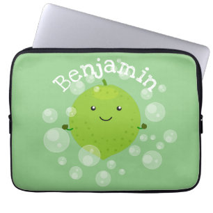 Housse Pour Ordinateur Portable Illustration de bulles de chaux vert mou