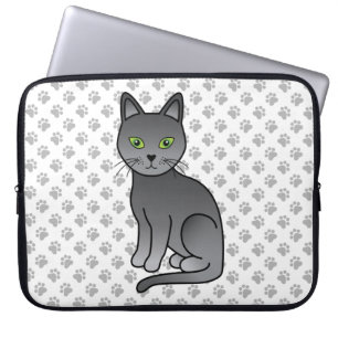 Housse Pour Ordinateur Portable Illustration de chat de dessin animé mignon Bleu R