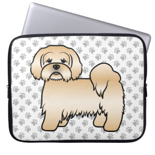 Housse Pour Ordinateur Portable Illustration de chien de dessin animé mignon Lhasa