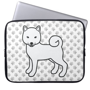 Housse Pour Ordinateur Portable Illustration de chien de dessin blanc Shiba Inu mi