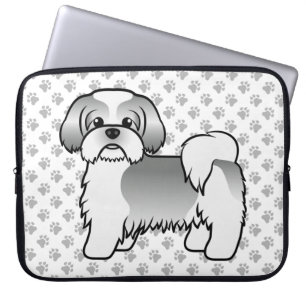 Housse Pour Ordinateur Portable Illustration De Chien De Dessin Chiite En Argent E