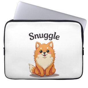 Housse Pour Ordinateur Portable Illustration de chien mignon Pomeranian câlin vint