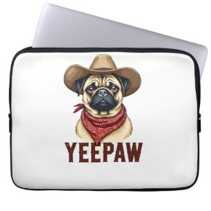 Housse Pour Ordinateur Portable Illustration de chien western YeePaw Pug cowboy vi