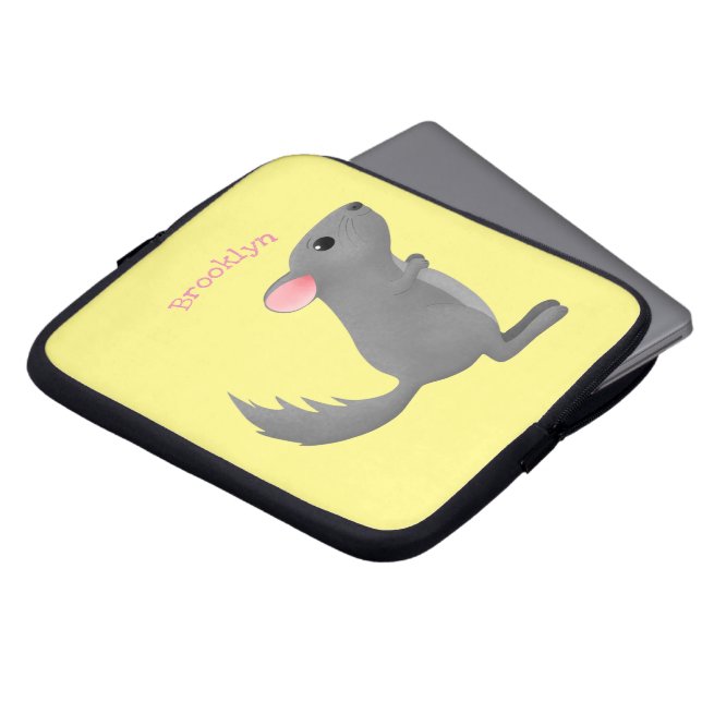Housse Pour Ordinateur Portable Illustration de chinchilla gris mignon (Devant haut)
