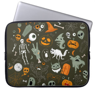 Housse Pour Ordinateur Portable Illustration de concept Halloween avec signe et sy