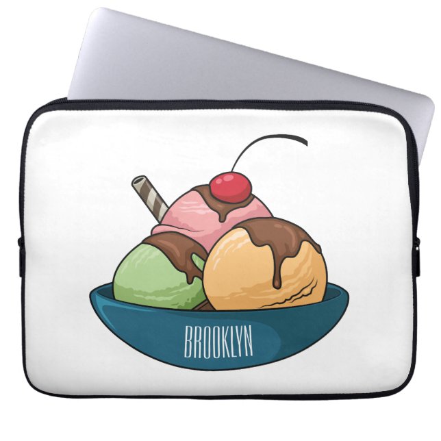 Housse Pour Ordinateur Portable Illustration de crème glacée (Devant)