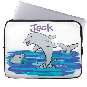 Housse Pour Ordinateur Portable Illustration de dauphins heureux adorables