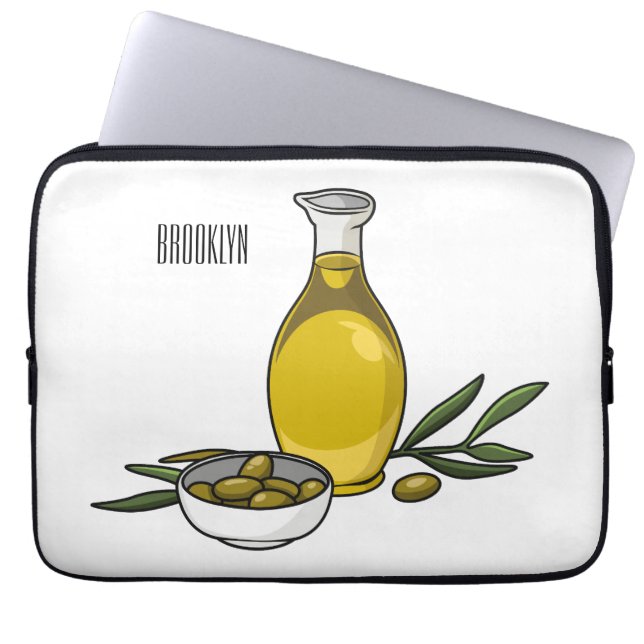 Housse Pour Ordinateur Portable Illustration de dessin animé d'huile d'olive  (Devant)