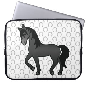 Housse Pour Ordinateur Portable Illustration de dessin animé mignon de cheval trot