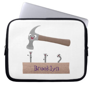 Housse Pour Ordinateur Portable Illustration de dessin mignon, marteau et ongles