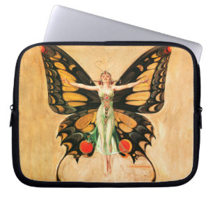 Housse Pour Ordinateur Portable Illustration de femme volant papillon Flapper