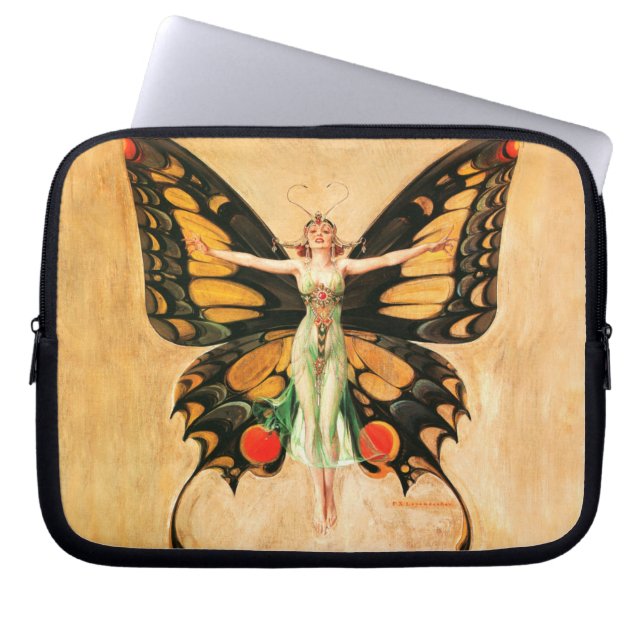Housse Pour Ordinateur Portable Illustration de femme volant papillon Flapper (Devant)