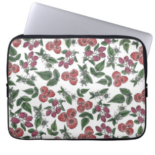 Housse Pour Ordinateur Portable Illustration de feuilles de framboise