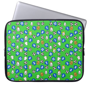 Housse Pour Ordinateur Portable Illustration de Footballs, Chemises Bleues, & Fans