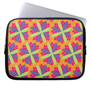 Housse Pour Ordinateur Portable illustration de formes florales orange