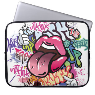 Housse Pour Ordinateur Portable Illustration de graffiti avec lettres de graffitis