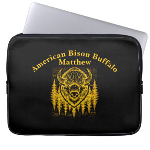 Housse Pour Ordinateur Portable Illustration de la tête de bison Buffalo au milieu