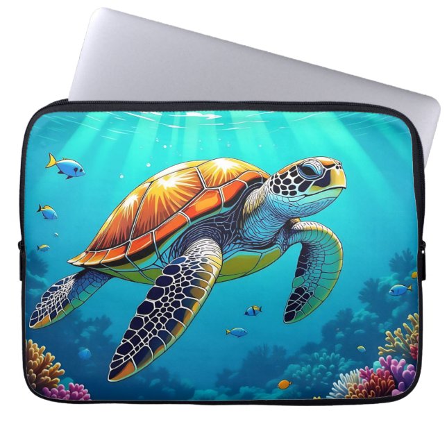 Housse Pour Ordinateur Portable Illustration de la tortue de mer (Devant)