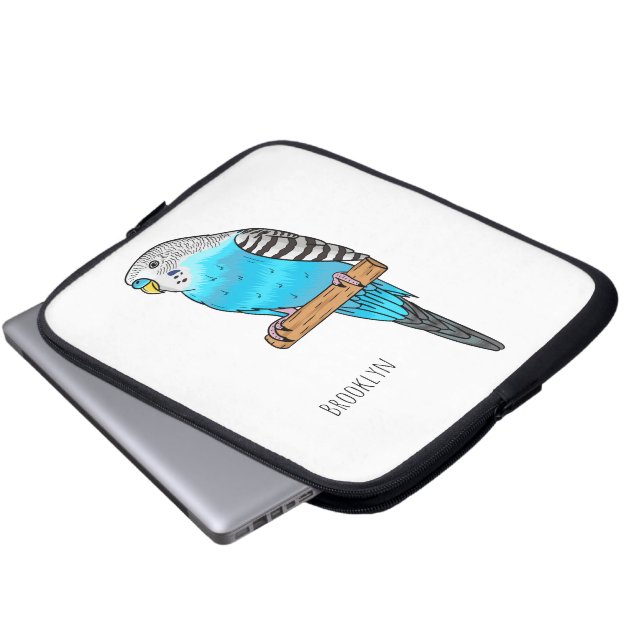 Housse Pour Ordinateur Portable Illustration de l'oiseau bleu budgerigar (Devant bas)