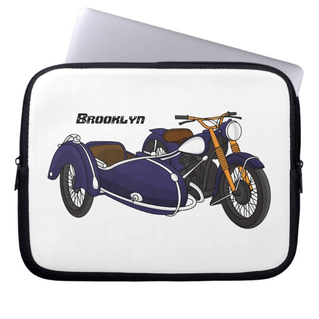 Housse Pour Ordinateur Portable Illustration de moto pourpre Sidecar (Devant)