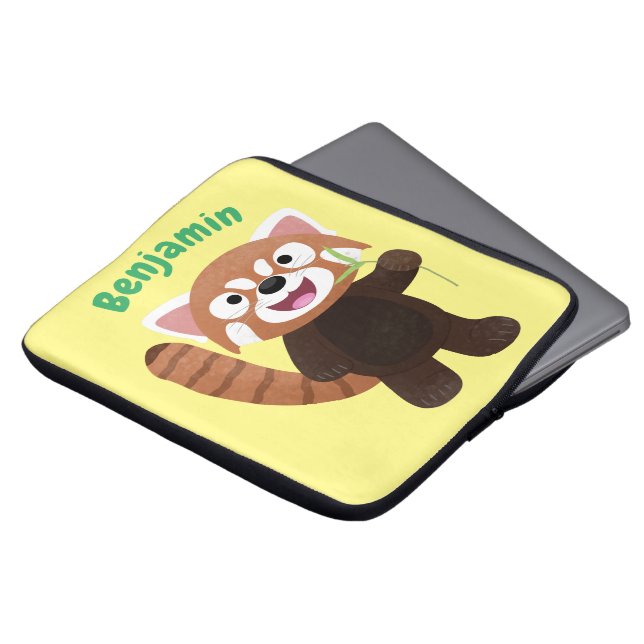 Housse Pour Ordinateur Portable Illustration de panda rouge mignon (Devant haut)
