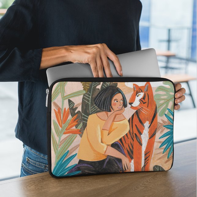 Housse Pour Ordinateur Portable illustration de paysage de girly orange (Créateur téléchargé)